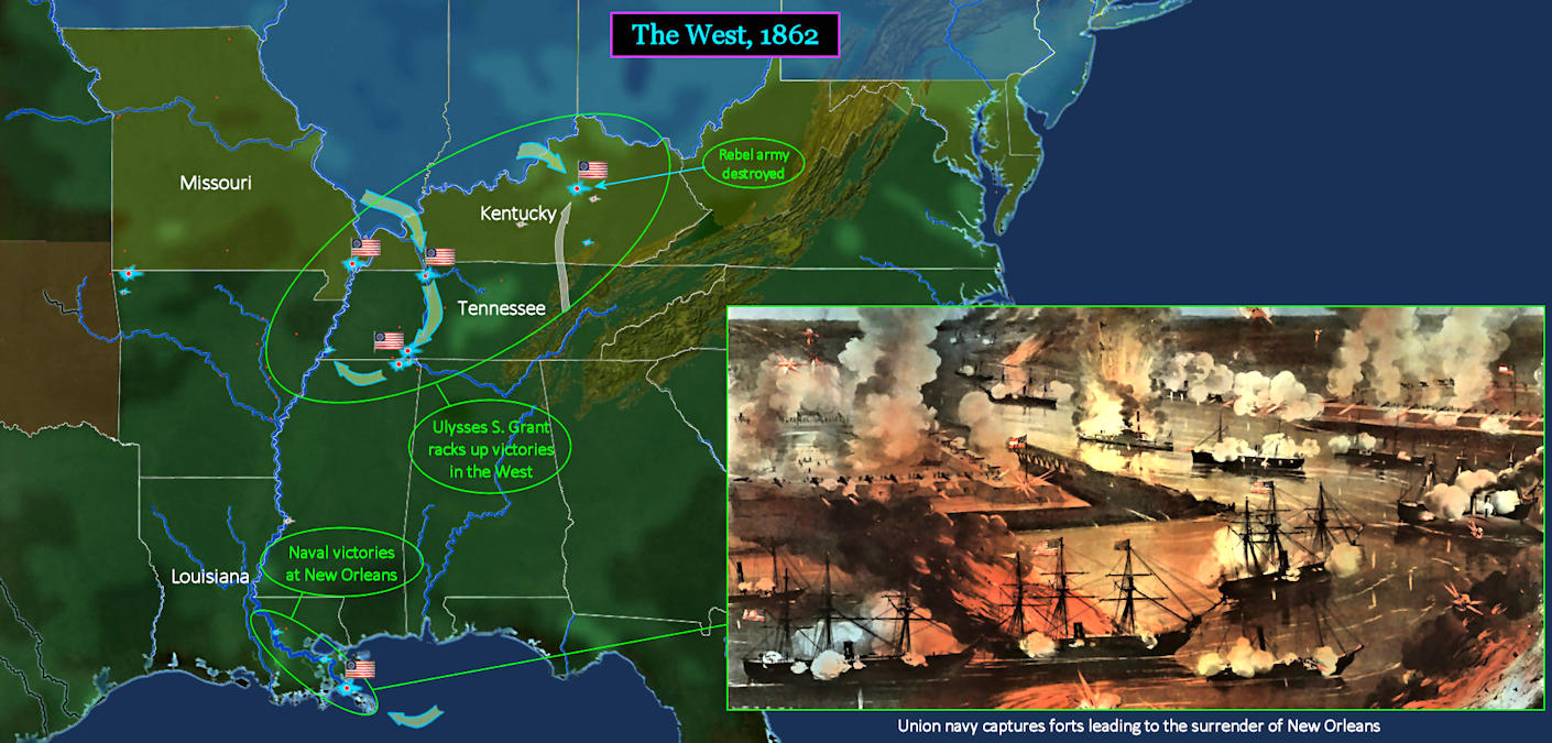 Civil War in the West, 1862 map